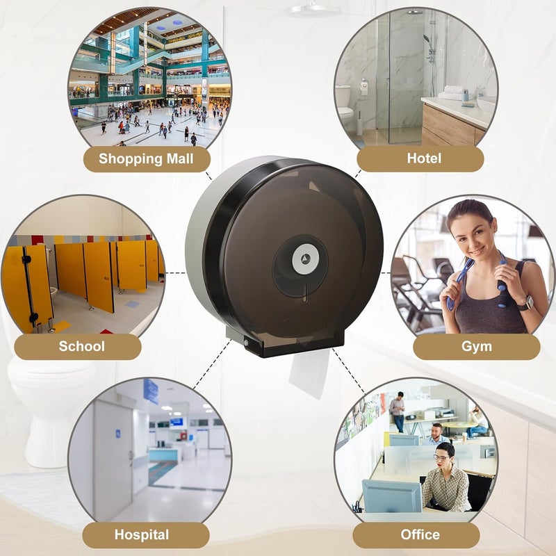 Layhit 6 Pack Toilet Paper Holder Wall Mount, Toilet Paper Towel Dispenser, Commercial 9" Jumbo Plastic Tissue Dispenser with Key Wall Lock for Bathroom, Office, Restaurants - Image 3